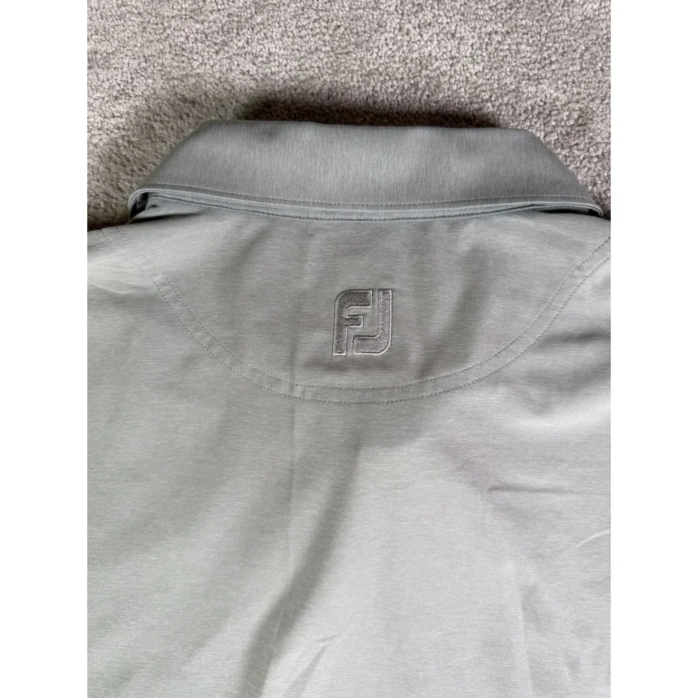 Footjoy Polo Shirt Men XL Gray S/S Stretch Golf Performance Casual Sleeve Logos*